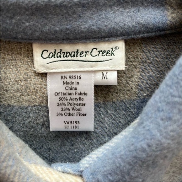 Coldwater Creek Wool Flannel Oversize Shacket Women's Medium Winter Layer Snowy - Picture 7 of 7